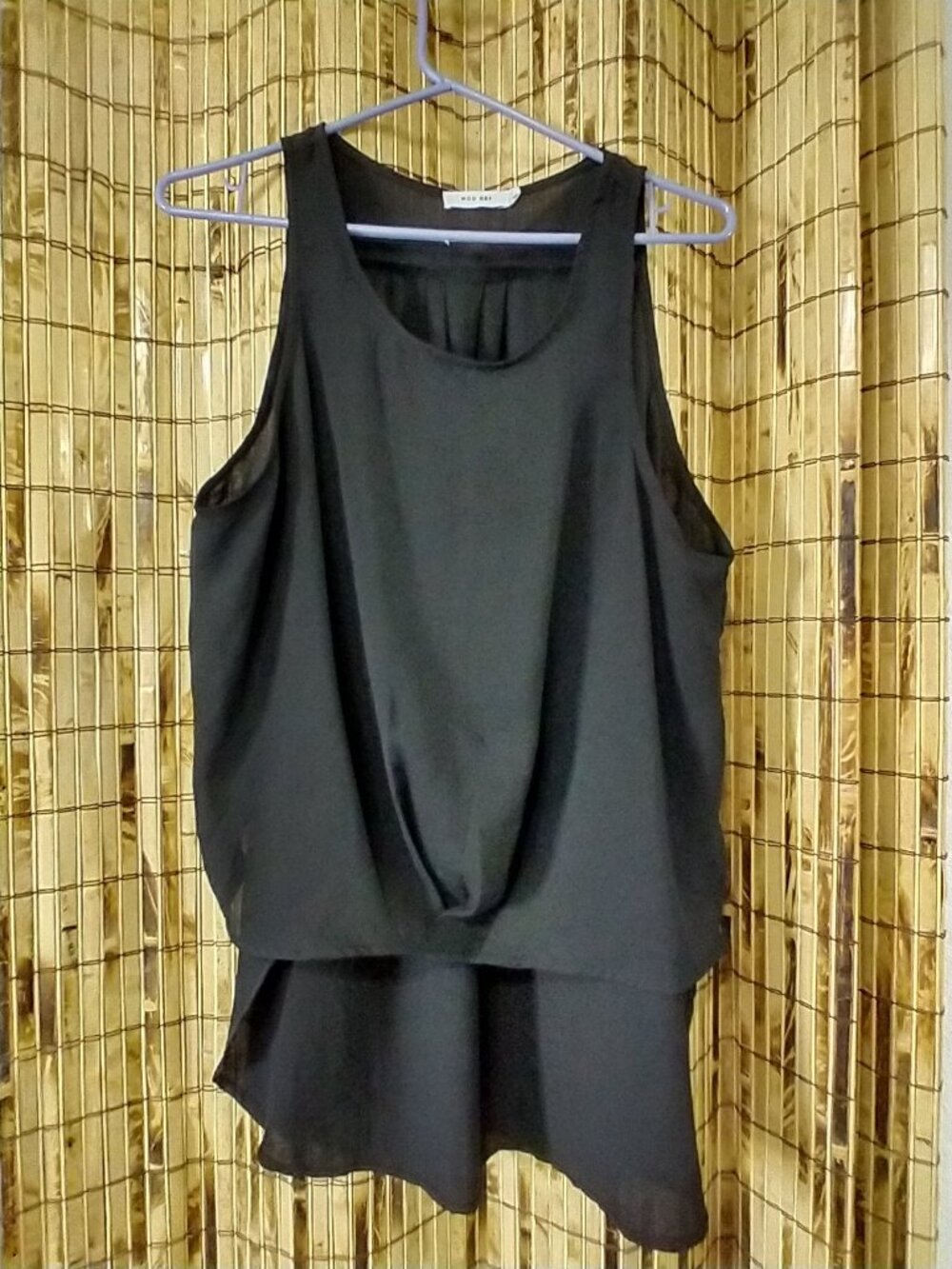 Mod Ref Black Layered High-Low Sleeveless Blouse Top Size L